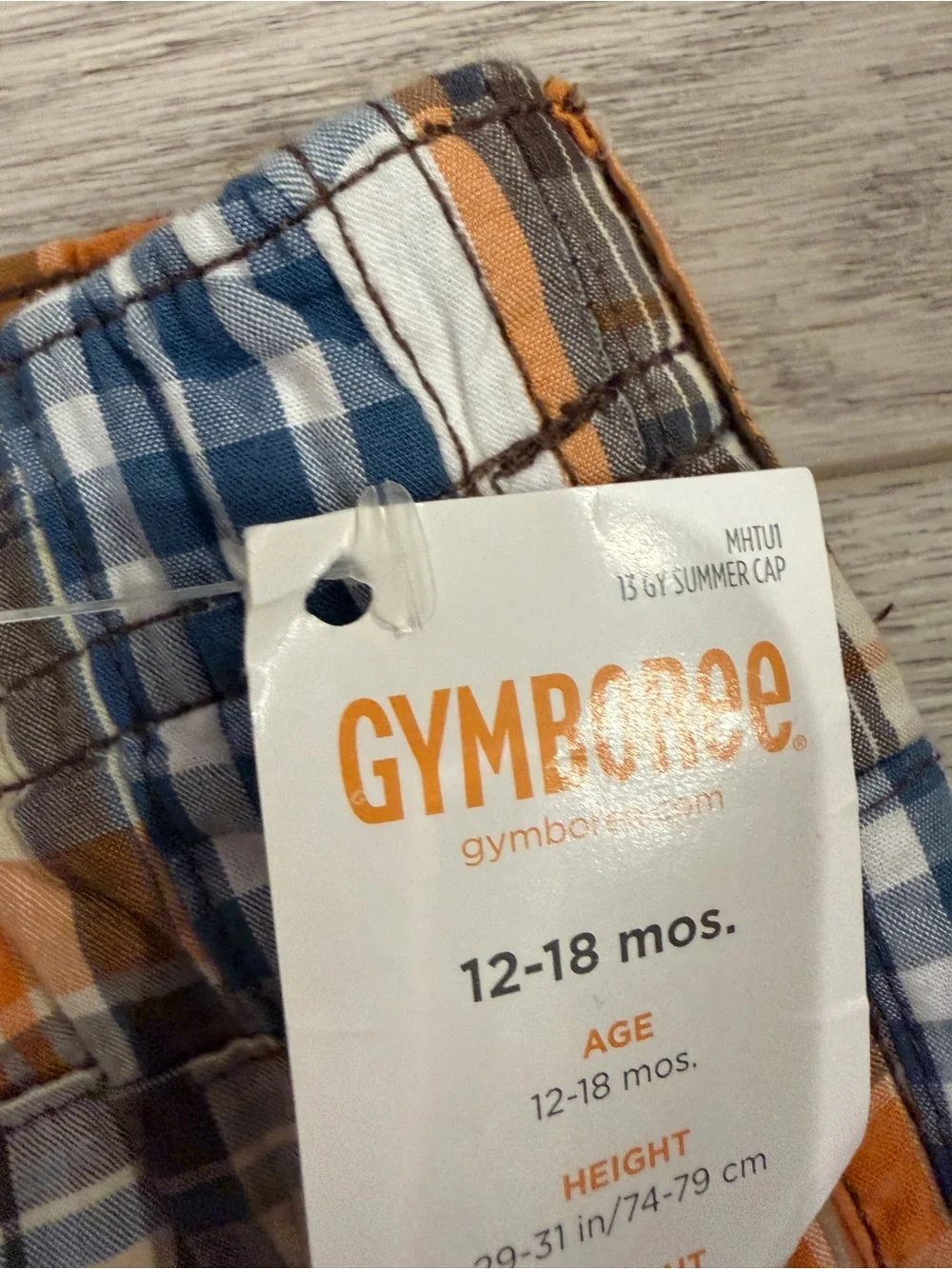 Gymboree Blue, Orange & Brown Patchwork Plaid Shorts
